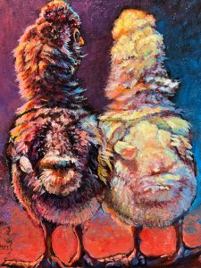 'Best Buds' oil (painting of 2 Polish chicks)by S.V. Medaris