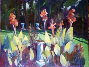 'Cannas in Blanchardville, Wisconsin' oil painting by Chuck Bauer