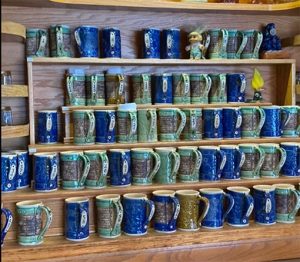 Kelley Mikel's ceramic mugs at Grumpy Troll Brewery