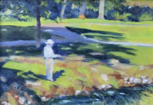Jane Varda painting 'Peace by the Creek'