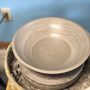 Heidi Clayton, potter; wheel-thrown, unfired bowl