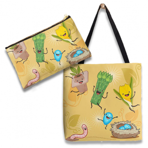 'Happy Spring' merch: tote and pouch